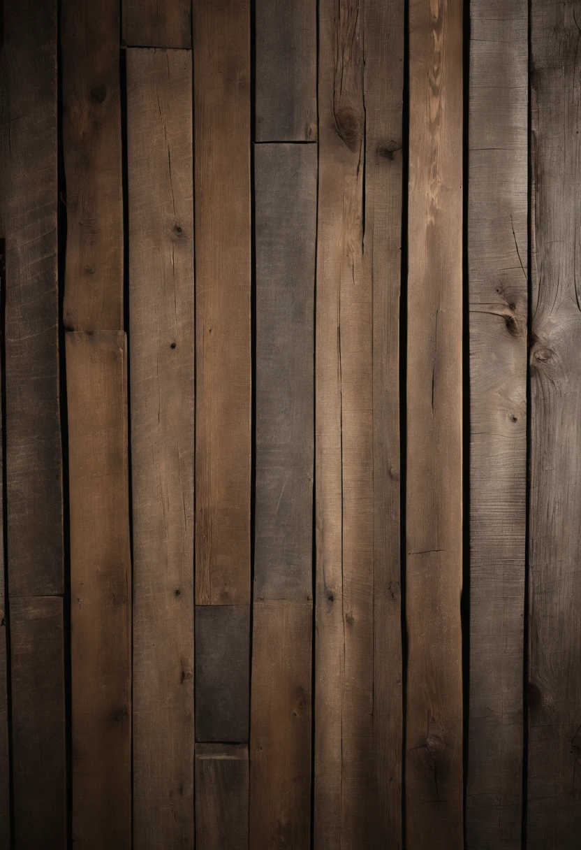 An aesthetic photo of a reclaimed wood wall, with its weathered and distressed texture, capturing the rustic and vintage charm of reclaimed wood in shades of gray, brown, and tan