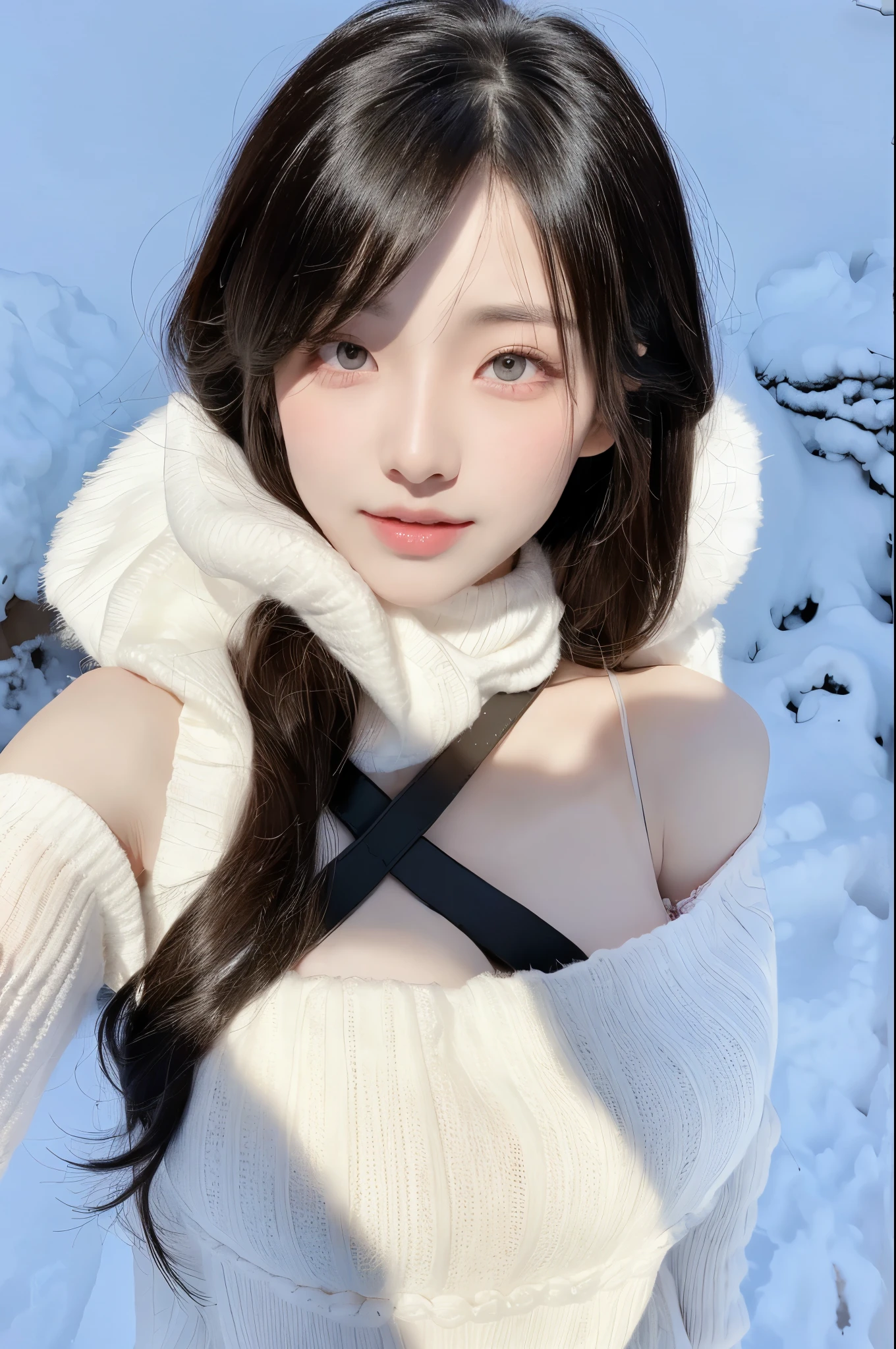 Beautiful woman with perfect figure：1.4，Layered Hair Style，potruding nipple：1.5，Black suspenders，Highly Detailed Face and Skin Textur，二重まぶた，Whitening Skin，Long snow-white hair