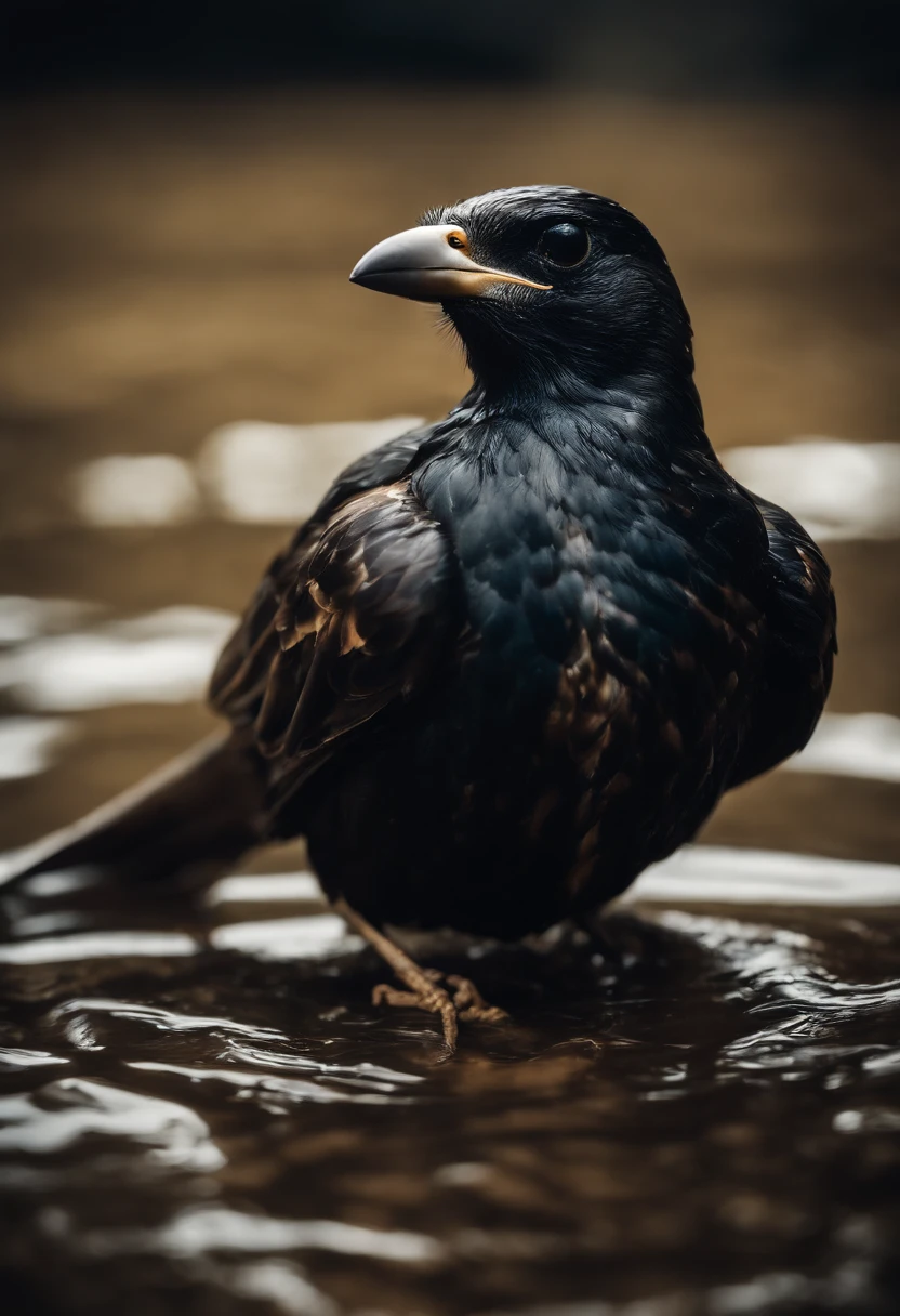 A close-up shot of a bird covered in oil, showcasing the devastating consequences of oil spills and emphasizing the need for stricter regulations on oil and gas industries