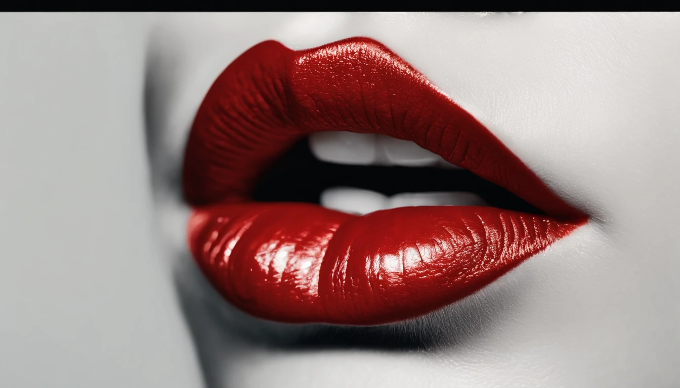 An image capturing a bold, red lipstick kiss mark on a white background, symbolizing affection and romance.