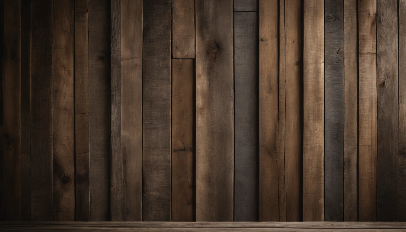 An aesthetic photo of a reclaimed wood wall, with its weathered and distressed texture, capturing the rustic and vintage charm of reclaimed wood in shades of gray, brown, and tan
