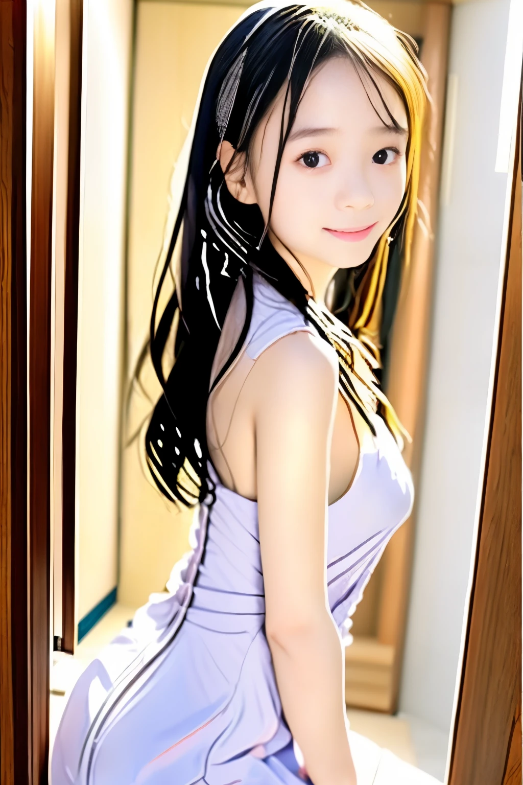 1girl in, (masutepiece:1.1), (Best Quality:1.1)、(Shower room :1.1), (Naked)、Bob Hair,