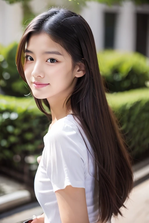 (8K, masterpiece, top quality, high resolution,) 20-year-old girl, Bust photo, ponytail, streetview, starlights, New Moon.