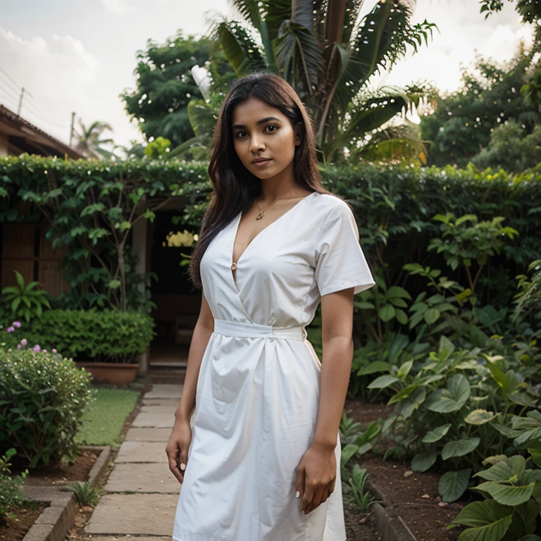 Sri lankan 30 years old girl in garden modern dress