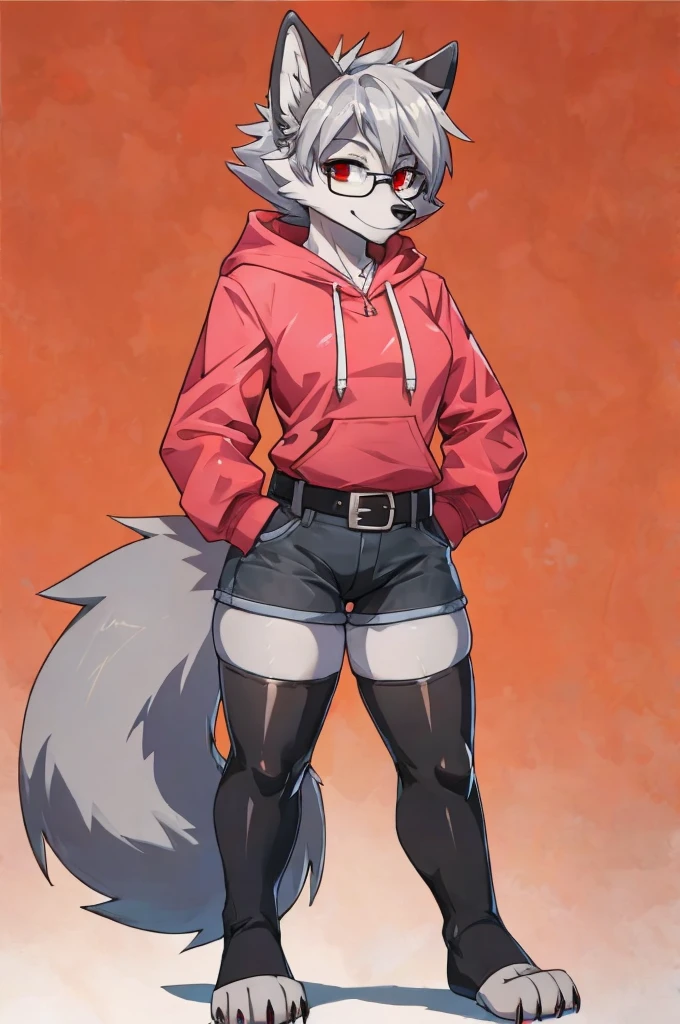 Male, Arctic wolf, wearing detailed diaper, detailed yellow eyes, long tail, sly, street wear kids sneakers, very thick diaper