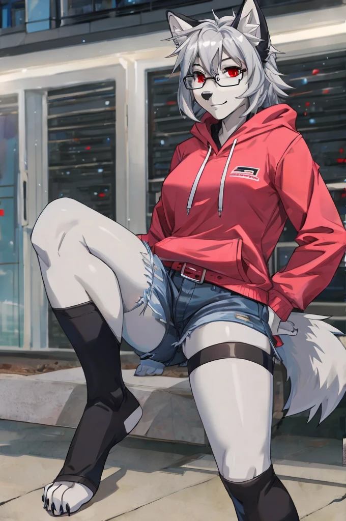 Big fluffy fox tail, detailed fur,