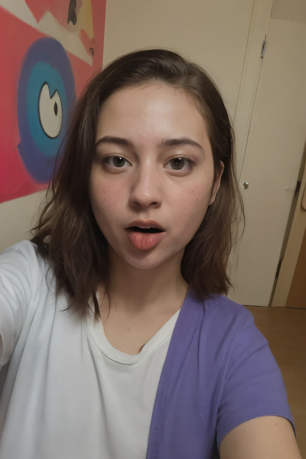 uno dibujo fantasma color colorido sacando lengua selfie
