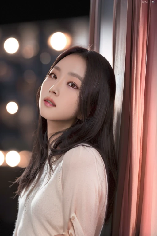 (4k,   best quality, highres:1.2), (realistic, photo-realistic:1.37),  Jisoo, 1girl,  solo, long hair, nose, parted lips , eyes,  facing viewer, looking at viewer,
close-up,  blush , realistic, solo, eyelashes ,makeup,
realistic light, realistic shadow,   [blurry background], eye focus,  [depth of field], professional lighting, photon mapping, radiosity, physically-based rendering, High Detail, masterpiece, F/4.0, 35mm lenront lighting photography:1.5),