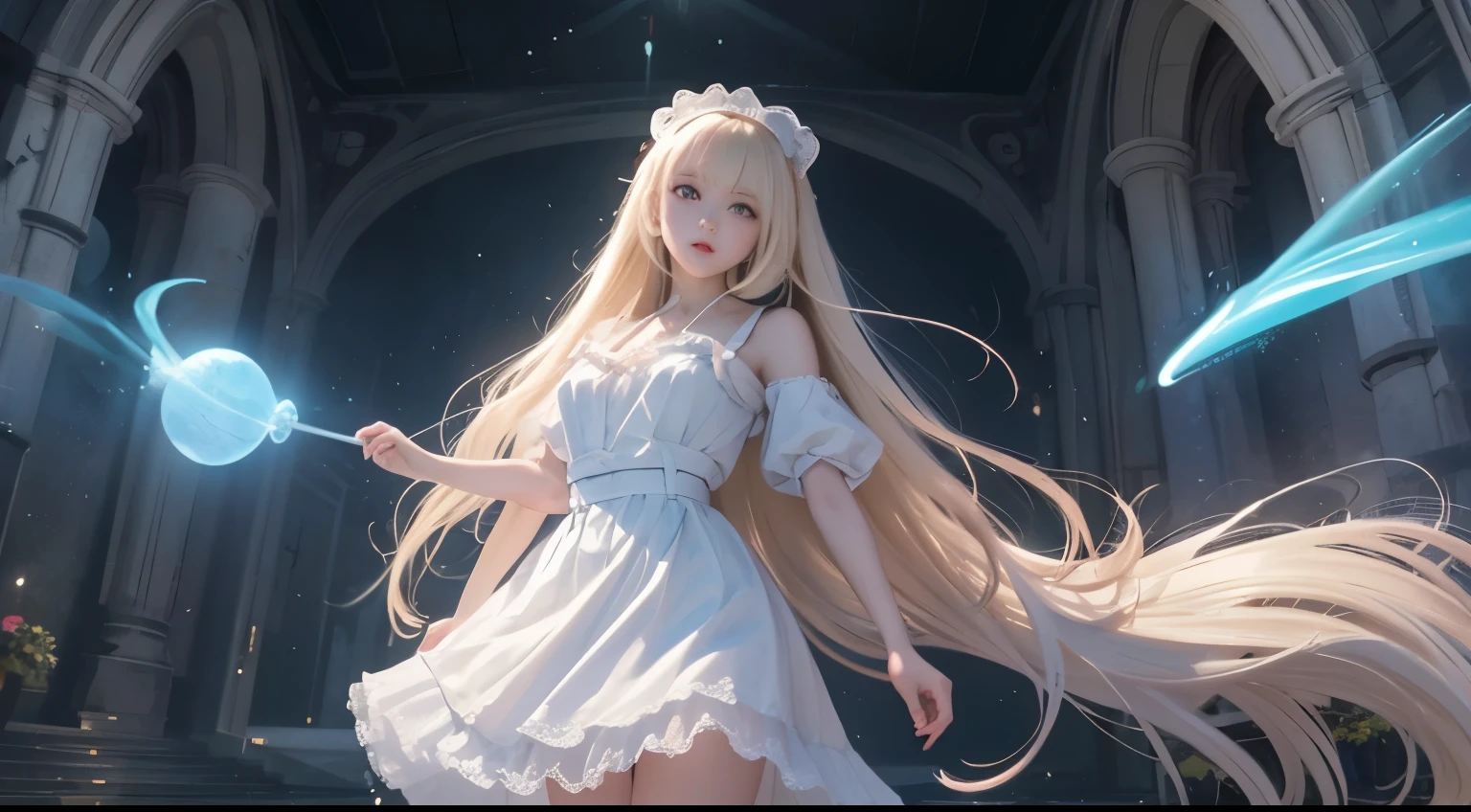 bright expression、photorealisim、top-quality、超A high resolution、a picture、絶妙に美しい北欧生まれの女の子のa picture、Extraordinary beautiful girl、Detailed cute and beautiful face、(pureerosface_v1:0.008)、Beautiful bangs、alice in the wonderland、18year old、Glowing white shiny skin、Flow of hair that extends to the face、Bangs between the eyes、Super long hair、Attractive light and dark platinum blonde super long straight silky hair、finer hair、Attractive glowing beautiful bright clear light blue big eyes、White Apron、Yellow dress、eye liner、Double eyelids、Lush bust、2 girls in、Cat's ears、great laughter、a short skirt、White lace underskirt、Pink panty、