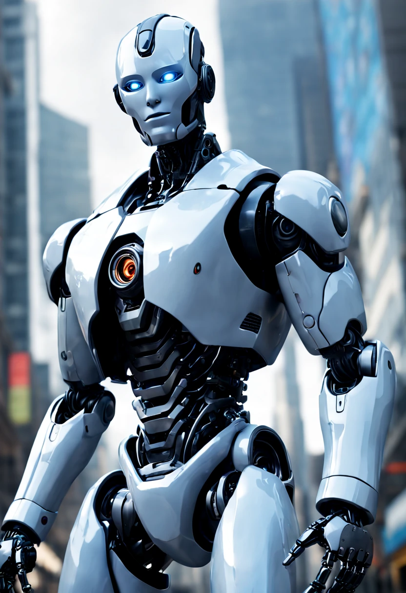 The Robot in movie "I, Robot", enhance, intricate, (best quality, masterpiece, Representative work, official art, Professional, unity 8k wallpaper:1.3)