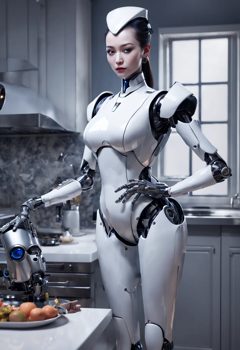 Ava in "My Concubine" as Robot Butler, kitchen, enhance, intricate, (best quality, masterpiece, Representative work, official art, Professional, unity 8k wallpaper:1.3)