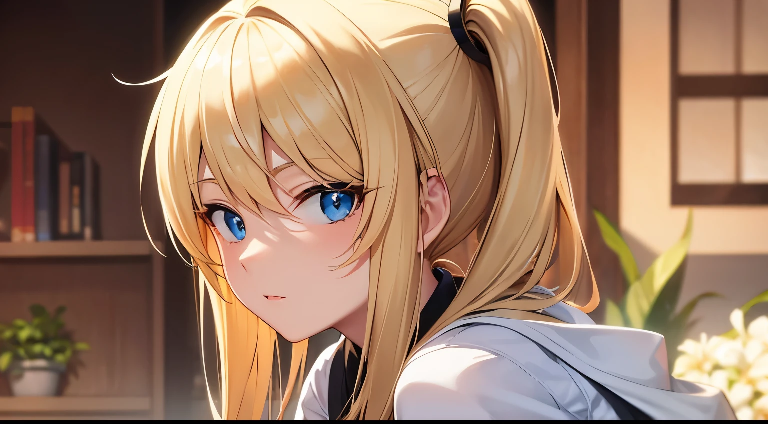 Beautiful blonde anime girl