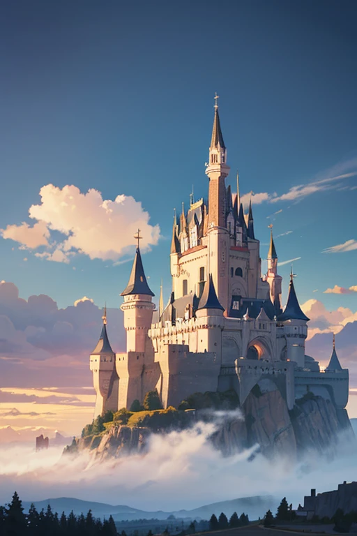 Painting of castle on hill with sky as background, castle background, castle scene manga, Epic castle with towering spiers, Claymore anime background, huge castle, anime backgrounds, 中世纪castle background, High fantasy castle, hill fort, Beautiful castle, medieval city background, anime backgrounds艺术, background fortress, Castle setting, arte de fundo, ( castle in background )
