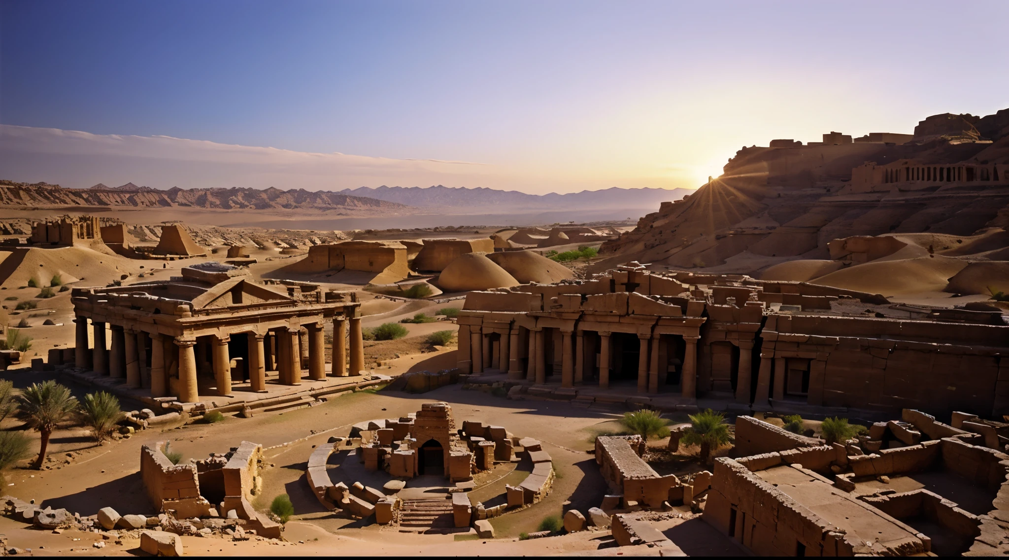 night timei, a place like Petra, houses, temples, carved into the rock. mountain. sunset hour, cinematic light. Light and shadow effects,16K smooth,A high resolution, sunset hour, arafed building in a desert with a stone structure and a sky background, ancient ruins under the desert, ancient architecture, sacred ancient architecture, buildings carved out of stone, desert temple, ancient temple, ancient buildings, colorful ancient egyptian city, beautiful ancient ruins behind, ancient persian temple dungeon, ancient persian city, at an ancient city, ancient city ruins cinematic light