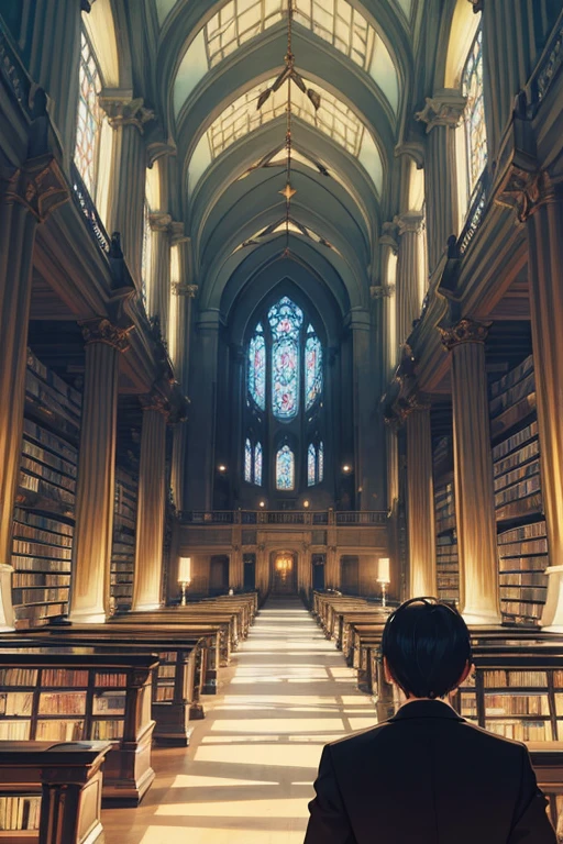 The prompt for the given theme is:
"A gothic, epic library with a round table and long benches, the embodiment of knowledge. It is a concept art piece downloaded from a digital art repository, featuring a massive gothic epic library. The library is reminiscent of ancient times and has a backdrop of alchemical symbols and artifacts. The library is seemingly infinite, stretching beyond the observer's sight. It is filled with countless volumes, creating a sense of awe and wonder. The architectural design resembles a tower or a castle, reminiscent of the mythical Tower of Babel. Within the library, a person is standing, surrounded by shelves that seem to go on forever. The library is imbued with a magical atmosphere, where one can almost feel the presence of ancient wisdom and the power of knowledge. The lighting casts a soft, ethereal glow, illuminating the intricate details of the library and giving it an enchanting ambiance. The color palette is rich and vibrant, evoking a sense of mystery and grandeur."