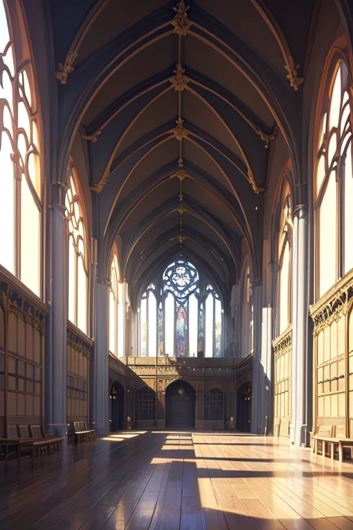 It turns out there was a big room,There are lots of windows and a bench, anime backgrounds艺术, 室内arte de fundo, palace background, cathedral background, dance hall background, Epic spacious courtyard, dramatic lights. concept-art, 动漫风景concept-art, beautiful anime scenes, concept-art令人惊叹的氛围, arte de fundo, Gothic epic library concept, anime backgrounds, inside a palace