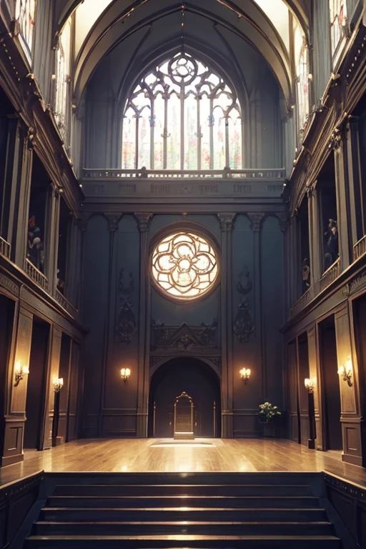 It turns out there was a big room，There are lots of windows and a bench, anime backgrounds艺术, 室内arte de fundo, palace background, cathedral background, dance hall background, Epic spacious courtyard, dramatic lights. concept-art, 动漫风景concept-art, beautiful anime scenes, concept-art令人惊叹的氛围, arte de fundo, Gothic epic library concept, anime backgrounds, inside a palace