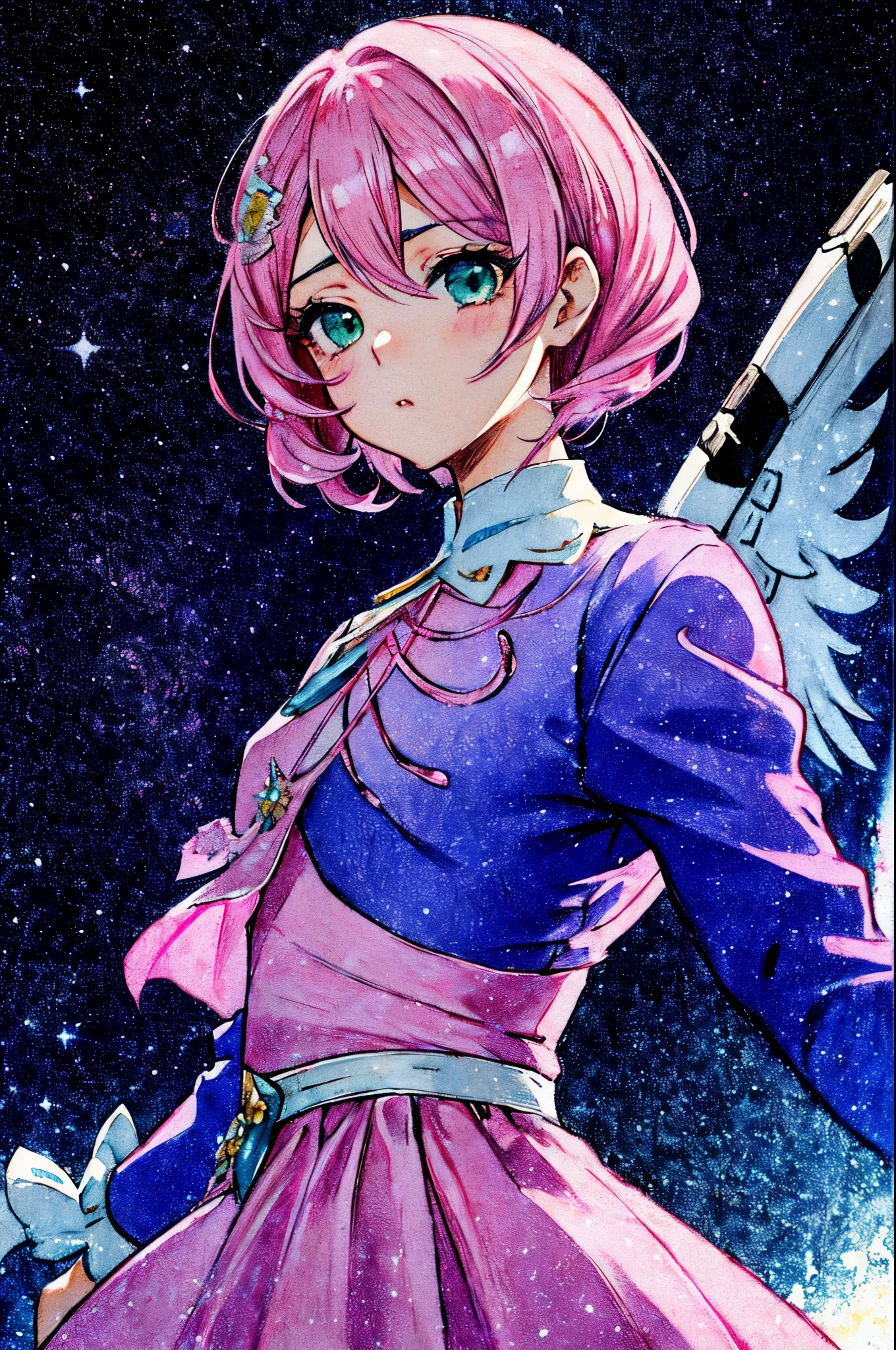 Alisa bosconovitch, melhor qualidade, contemporary, estilo plano, minimalismo, Green Eyes Flat Illustration, cabelo rosa, cabelo curto, cabelos multicoloridos, Camisa Preta, mechanical wings, Head Portrait Close-U, peito pontudo, decote, super decote, middlebreasts, Tekken,cabelo rosa pastel, 1girl, em quimono, hand-painted,Desenho de linha sem cor, colorida do yandere pastel, Tekken, Super cute pink hair girl with gothic makeup on the side, com roupa de empregada,figura esbelta,robusto,He sat on the floor,Vestido com roupas de empregada rosa e branco,cabelos muito curtos,com orelhas de gato,quadratic element,, kawaii cor-de-rosa na roupa da era de 1910, Alisa Bosconovich pink lips, no estilo da paleta de cores suave aurorapunk, an anime illustration of his face, gifs animados, hand drawn animation, charming sketches, suave e brilhante, romantismo nebuloso, Estilo Superflat, fundo branco - ar 1:1 - niji 5 - estilo expressivo --s 50 ,Pink kawaii girl in the era of 1920s clothesPink eagles, vestindo uma camisa branca brilhante, no estilo da paleta de cores suave aurorapunk, an anime illustration of his face, gifs animados, hand drawn animation, charming sketches, suave e brilhante, romantismo nebuloso, Estilo Superflat, fundo branco - ar 1:1 - niji 5 - estilo expressivo --s 50, Absurdo, alto, ultra detalhados, (1girl:1.3), quebrar , Crie uma imagem com uma bela caligrafia