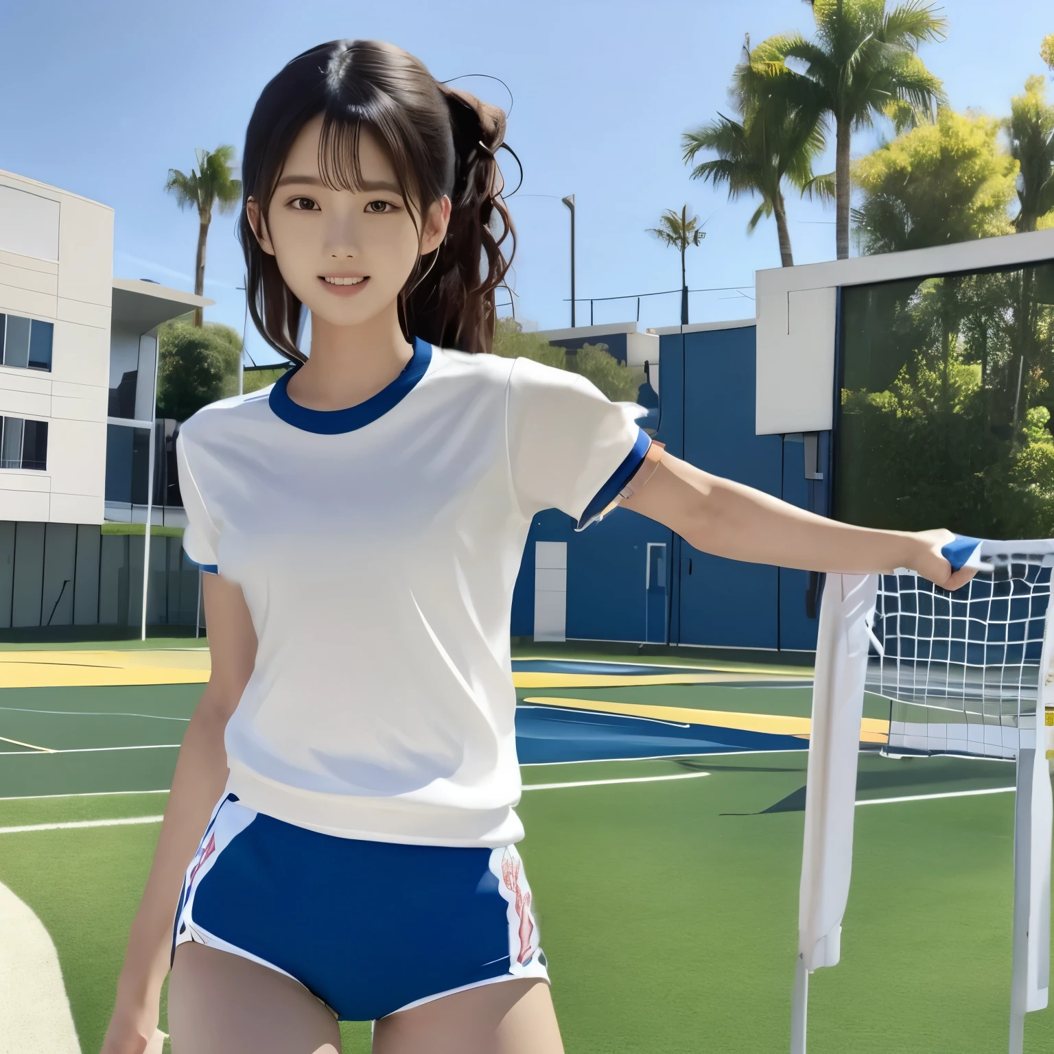 ​masterpiece, 1girl in, 独奏, Luminous Eyes, White sneakers, Tennis Wear, White mini skirt, white  panties, white knee-socks, ​masterpiece, top-quality, realisitic, ultra-detailliert, blue-sky, tennis coat,  (extremely delicate and beautiful work), ((masuter piece)), (Best Quality), glamor body, One lady, 20yr old, (Wearing a tennis uniform:1.5), (Taut),  (Sexually aroused face:1.4), ( Shoulder cut hair,(Fair skin:1.2), Bright lighting, Natural lighting, Realistic lighting, Lovely lips、delicated face、(realisitic、Photo_Realistic:1.4)、((top-quality、​masterpiece:1.3))、20yr old、((Brown hair))、((a shower、White turbid water))、((the pose))、((Functional))、((soaked breasts))、(((soaked body)))、(((Drenched pubic hair)))、Smile full of happiness、Poses that fascinate a man、seducing smile、Upper body naked、((()))、(((SEX)))、(((Expression in a state of excitement)))、(((Lacking)))、short-hair、toppless、(((())))