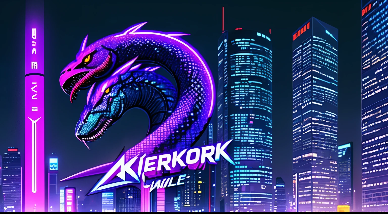 Cyberpunk snake logo, night city, twitch, home screen