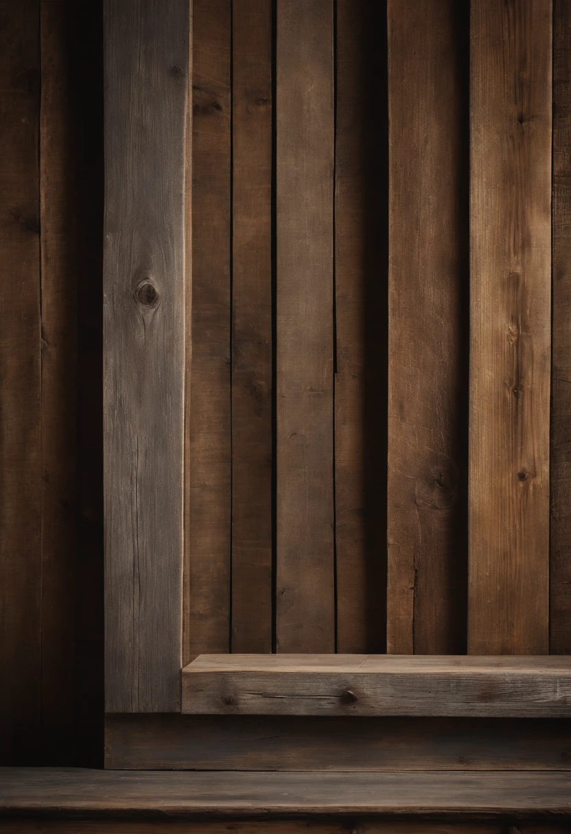An aesthetic photo of a reclaimed wood wall, with its weathered and distressed texture, capturing the rustic and vintage charm of reclaimed wood in shades of gray, brown, and tan