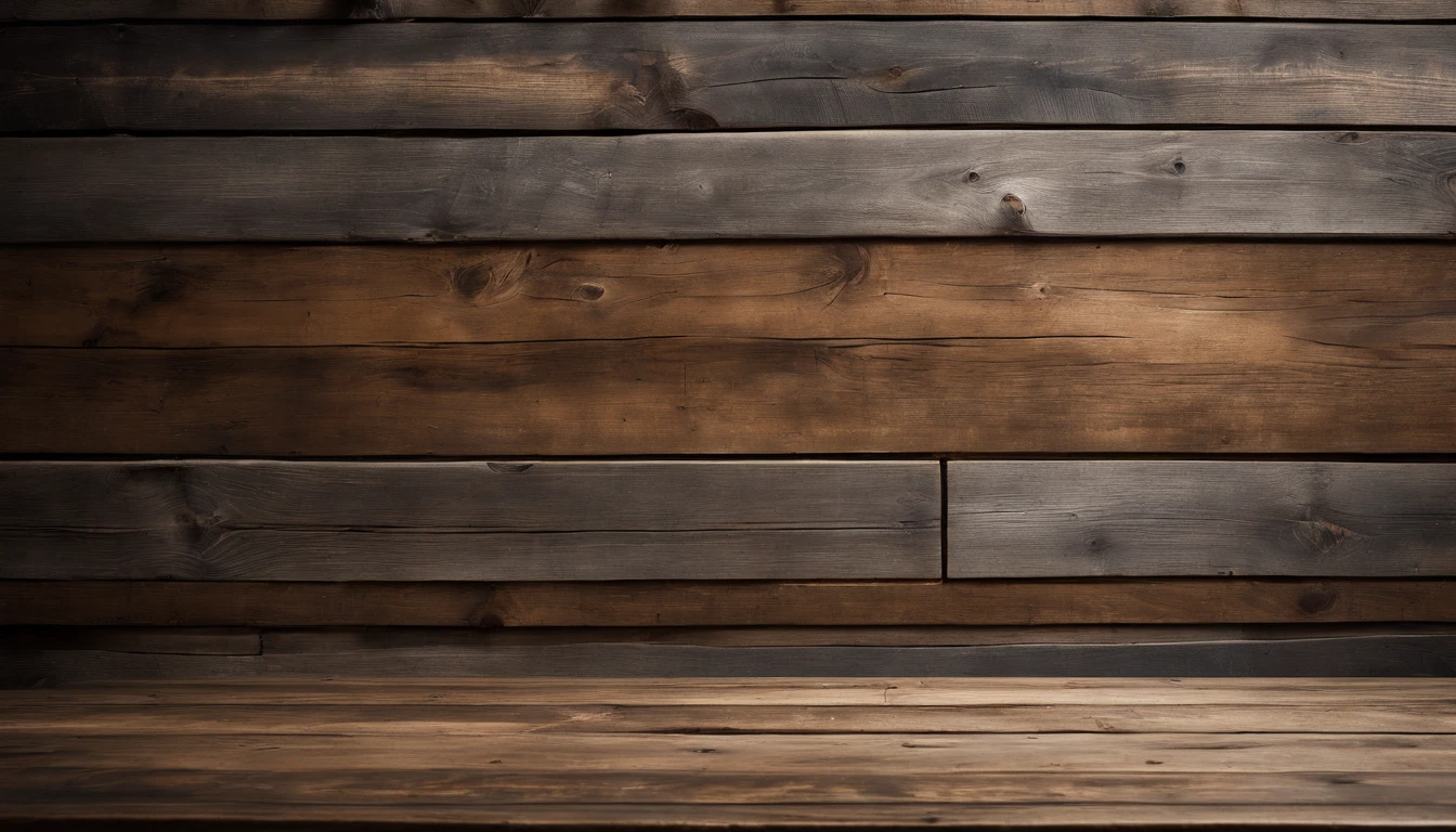 An aesthetic photo of a reclaimed wood wall, with its weathered and distressed texture, capturing the rustic and vintage charm of reclaimed wood in shades of gray, brown, and tan