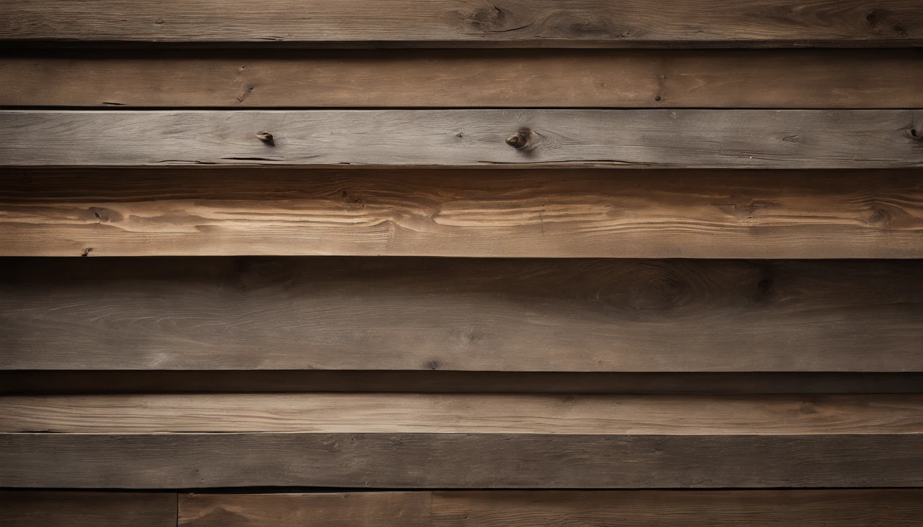 An aesthetic photo of a reclaimed wood wall, with its weathered and distressed texture, capturing the rustic and vintage charm of reclaimed wood in shades of gray, brown, and tan