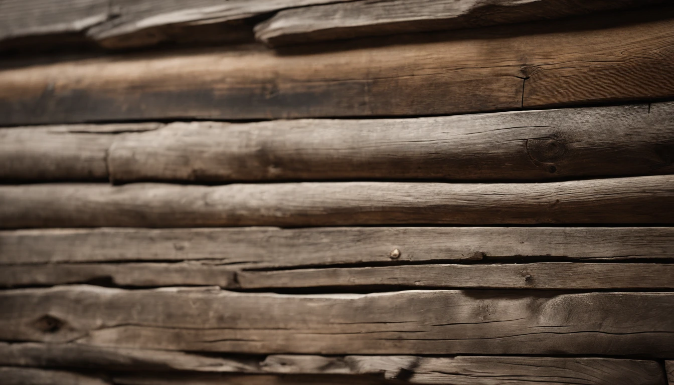 An aesthetic photo of a reclaimed wood wall, with its weathered and distressed texture, capturing the rustic and vintage charm of reclaimed wood in shades of gray, brown, and tan