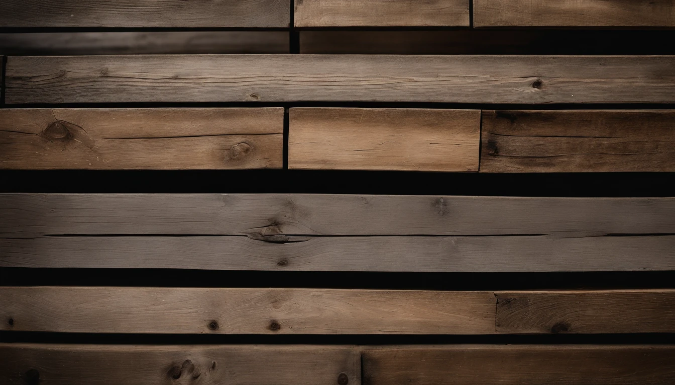 An aesthetic photo of a reclaimed wood wall, with its weathered and distressed texture, capturing the rustic and vintage charm of reclaimed wood in shades of gray, brown, and tan