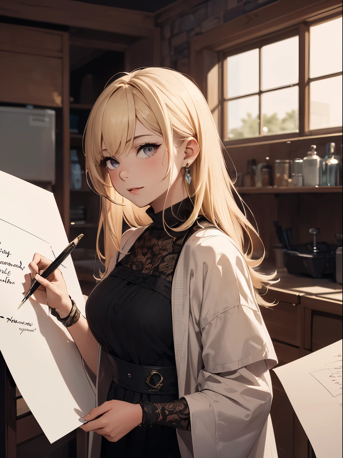 absurderes, hight resolution, ultra-detailliert, (1girl in:1.3), Design images featuring beautiful calligraphy, With expressive lettering, Gracious prosperity, And a sense of craftsmanship and skill、a blond
