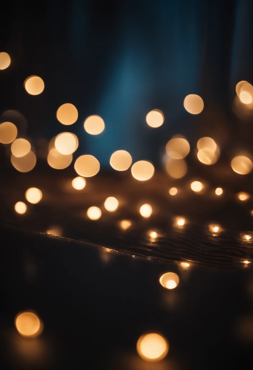 a detail shot of a softly lit, abstract bokeh pattern, showcasing the delicate and sparkling lights as a soft and magical background.