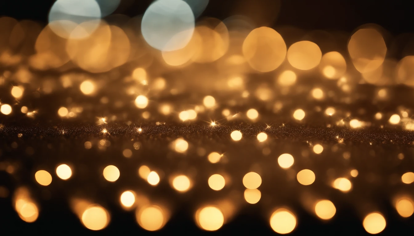 a detail shot of a softly lit, abstract bokeh pattern, showcasing the delicate and sparkling lights as a soft and magical background.