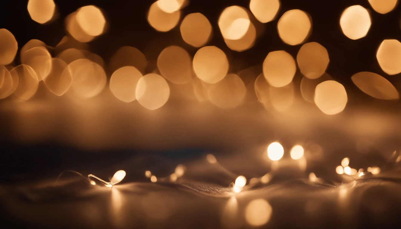 a detail shot of a softly lit, abstract bokeh pattern, showcasing the delicate and sparkling lights as a soft and magical background.