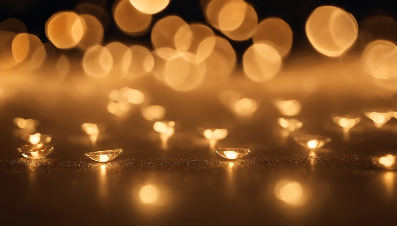 a detail shot of a softly lit, abstract bokeh pattern, showcasing the delicate and sparkling lights as a soft and magical background.