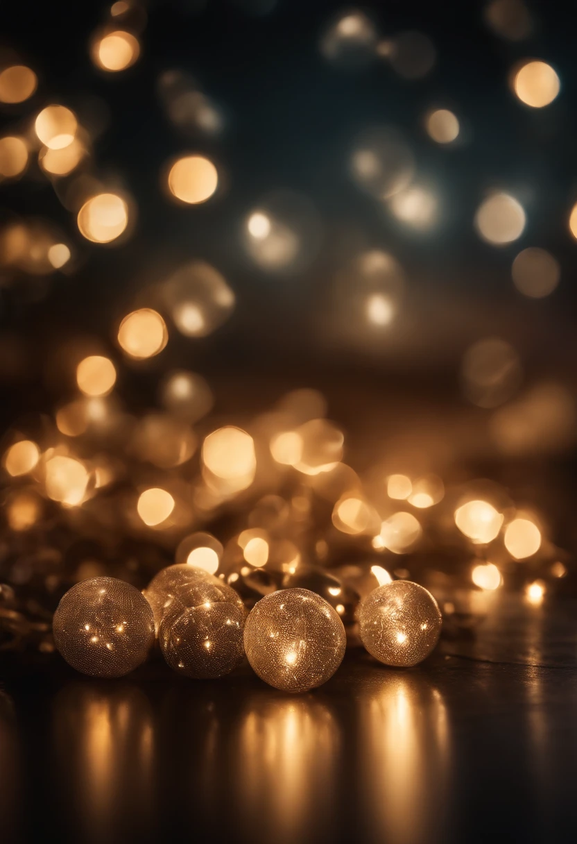 a detail shot of a softly lit, abstract bokeh pattern, showcasing the delicate and sparkling lights as a soft and magical background.