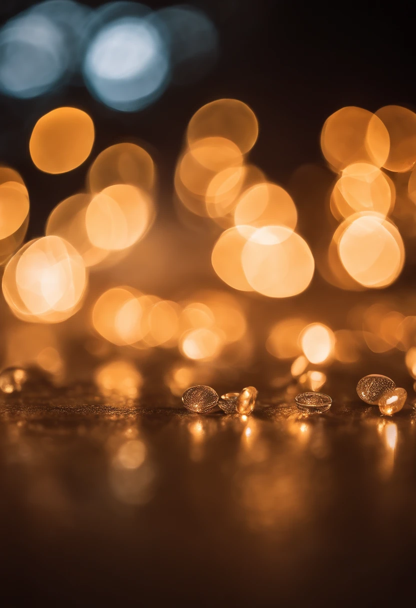 a detail shot of a softly lit, abstract bokeh pattern, showcasing the delicate and sparkling lights as a soft and magical background.