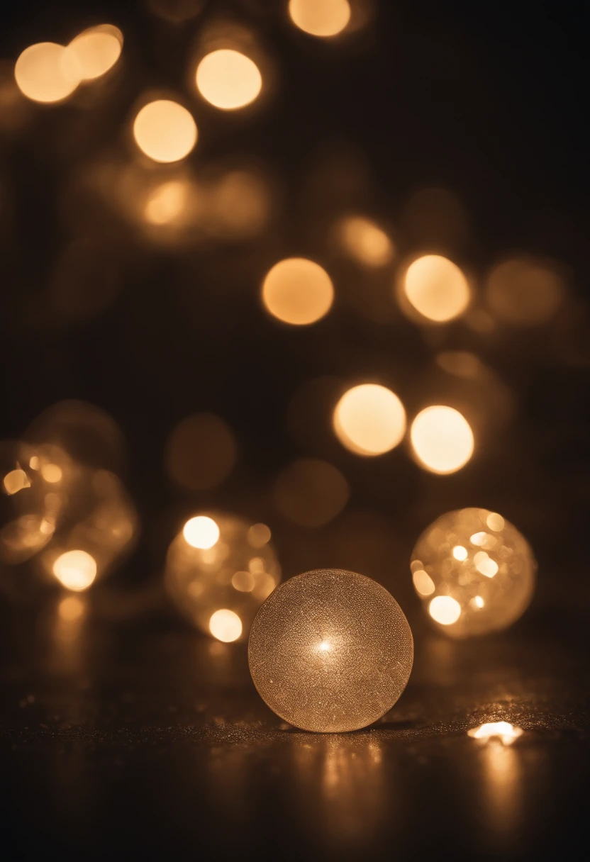 a detail shot of a softly lit, abstract bokeh pattern, showcasing the delicate and sparkling lights as a soft and magical background.