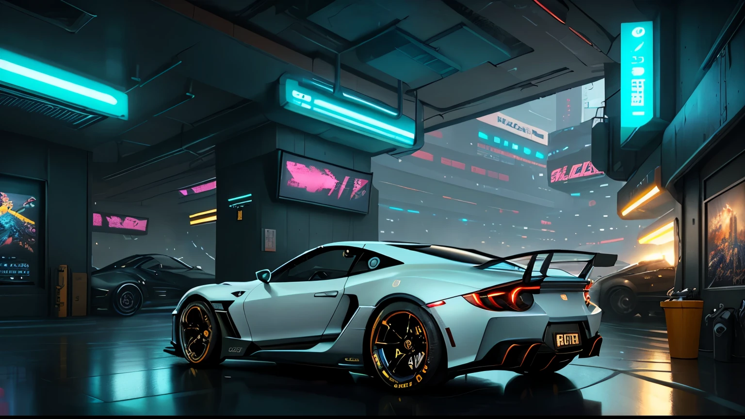 photorealistic, ,best quality,masterpiece,highly detailed,ultra-detailed,a futuristic sports car in a cyberpunk city. 4k 3d render unreal engine 5 rendered with blender and octane global illumination from photorealistic hyper realism concept art by greg rutkowski loish rhads ferdinand knab makoto shinkai tian zi trending on cgsociety
