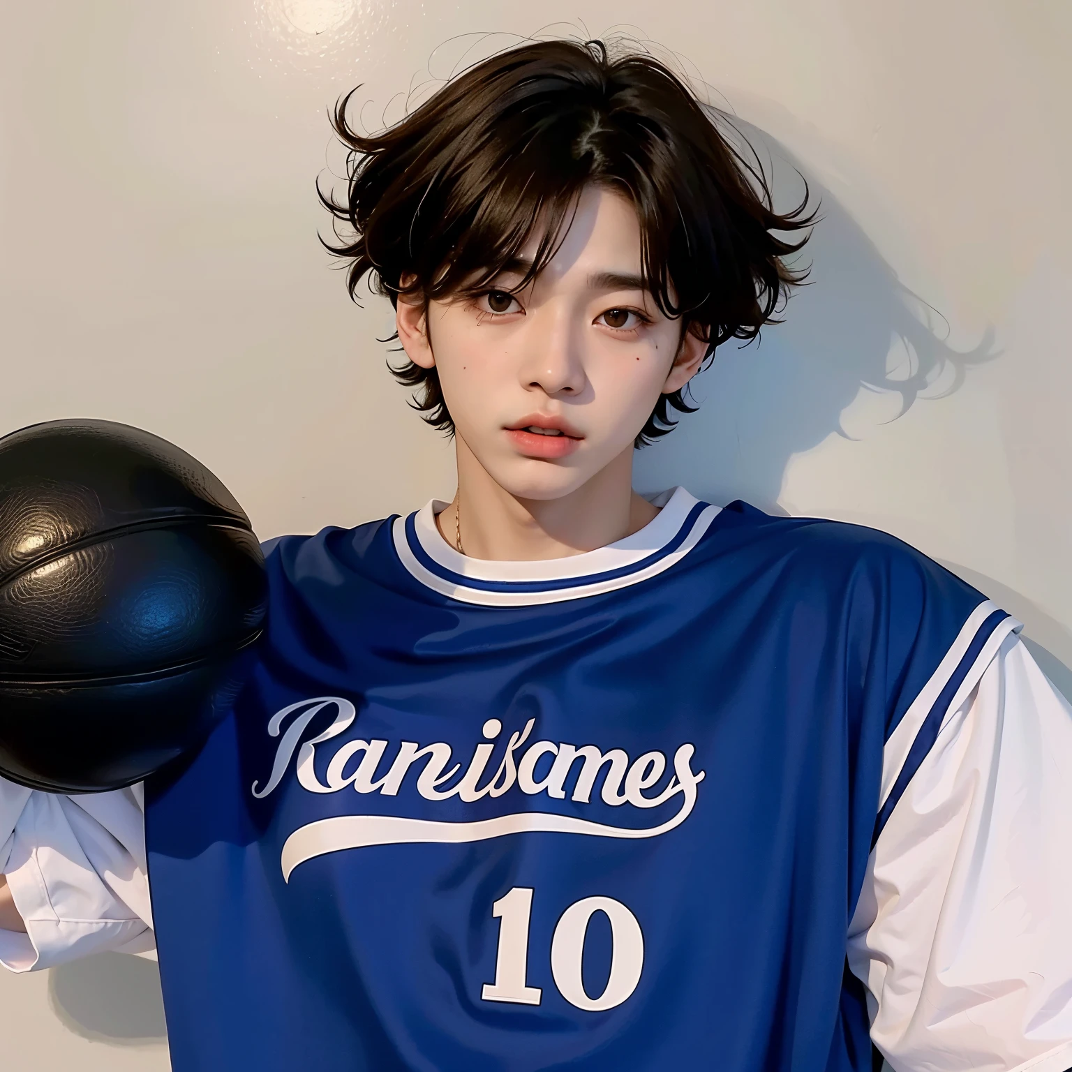 hay un hombre sosteniendo una pelota de baloncesto en la mano, Camiseta de baloncesto, Cai Xukun, Camiseta de la NBA, Jinyoung Shin, Hyung Tae, Kim Doyoung, Ulzzang masculino, Taejune Kim, jungkook, Hong June Hyung, Llevar una camiseta de voleibol, inspirado por Bian Shoumin, Jung Jaehyun, ulzzang, Retrato a mitad de plano
