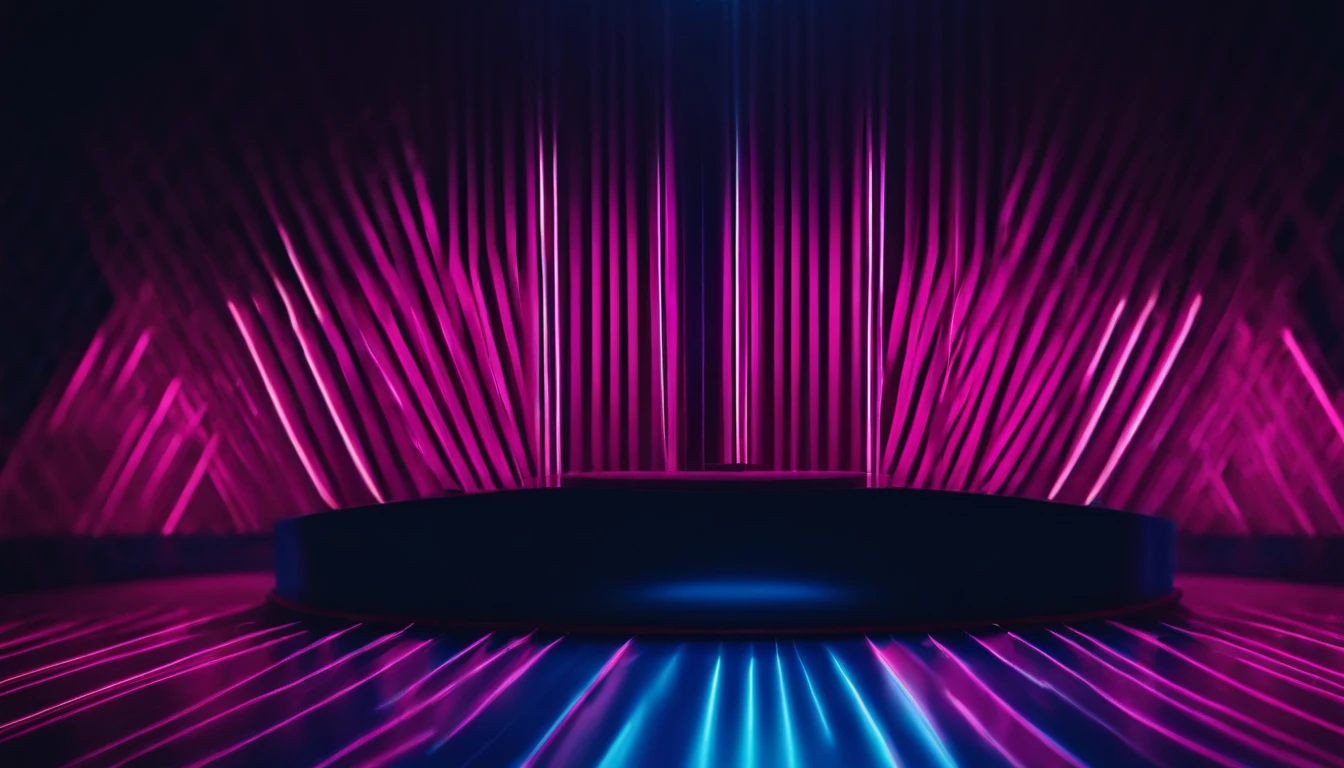 A minimalist background with a striking abstract pattern of bold, parallel lines in vibrant colors like electric blue and neon pink