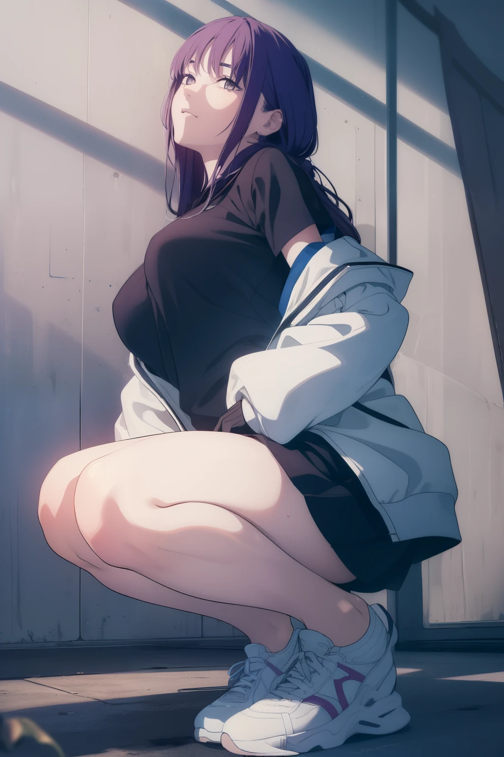 ((((Obra maestra, La mejor calidad, ultrahigh resolution)))), 1girl, long hair, purple, (sneakers)