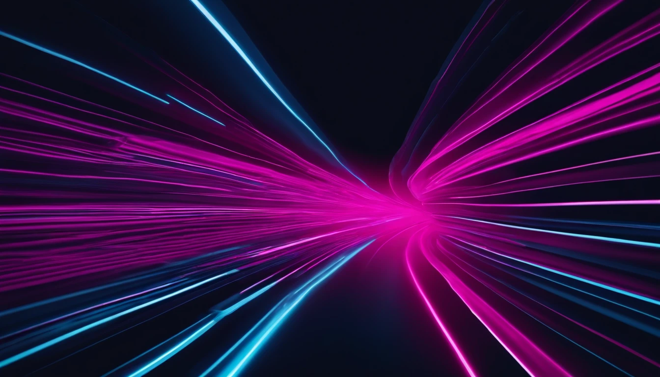 A minimalist background with a striking abstract pattern of bold, parallel lines in vibrant colors like electric blue and neon pink