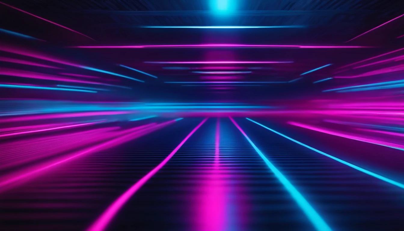 A minimalist background with a striking abstract pattern of bold, parallel lines in vibrant colors like electric blue and neon pink