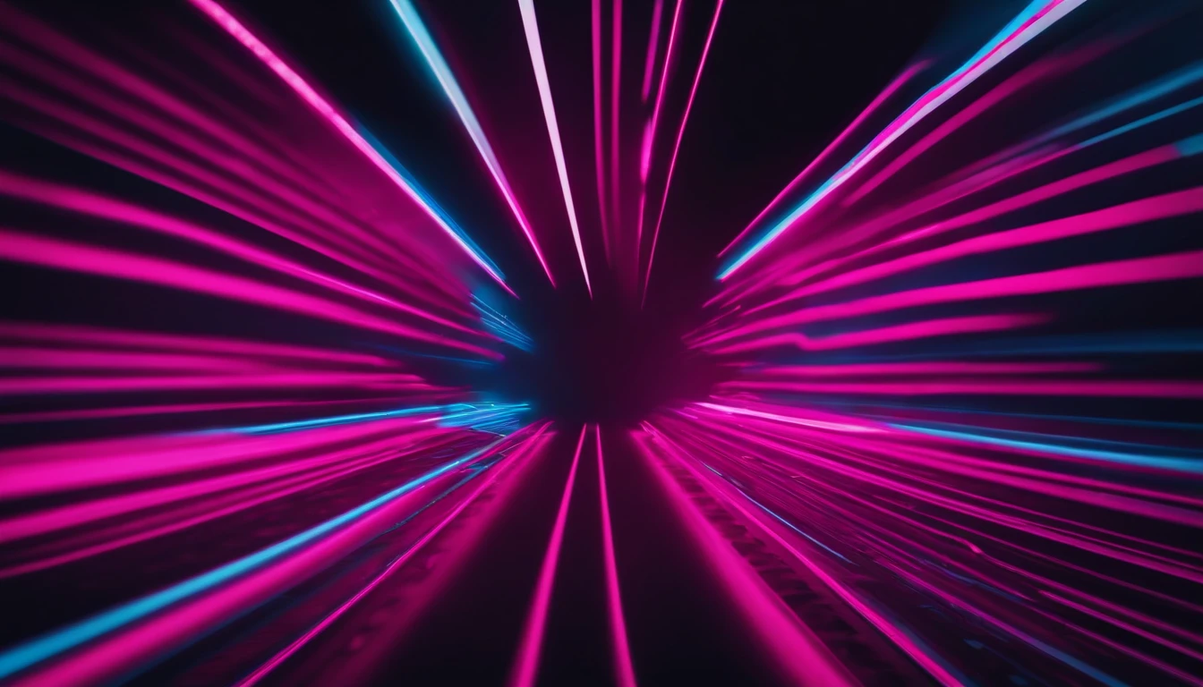 A minimalist background with a striking abstract pattern of bold, parallel lines in vibrant colors like electric blue and neon pink