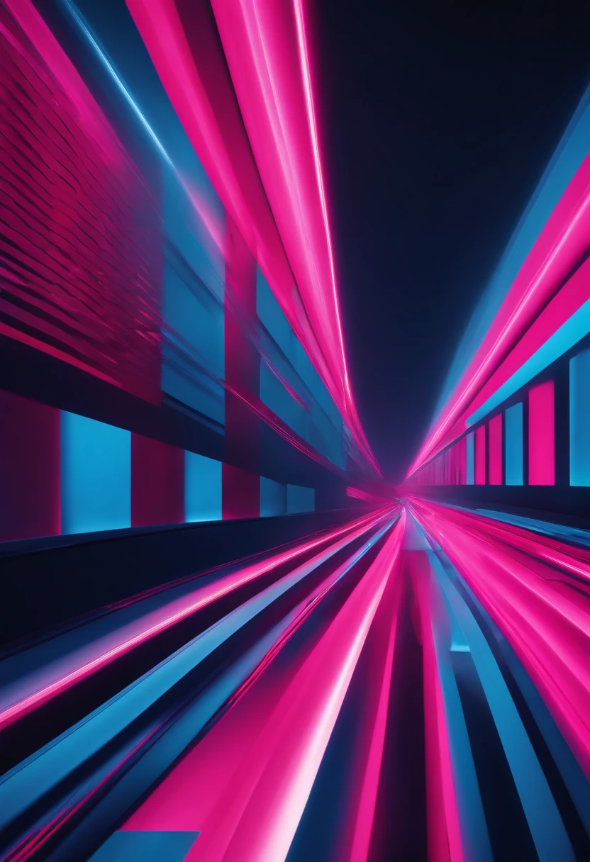 A minimalist background with a striking abstract pattern of bold, parallel lines in vibrant colors like electric blue and neon pink