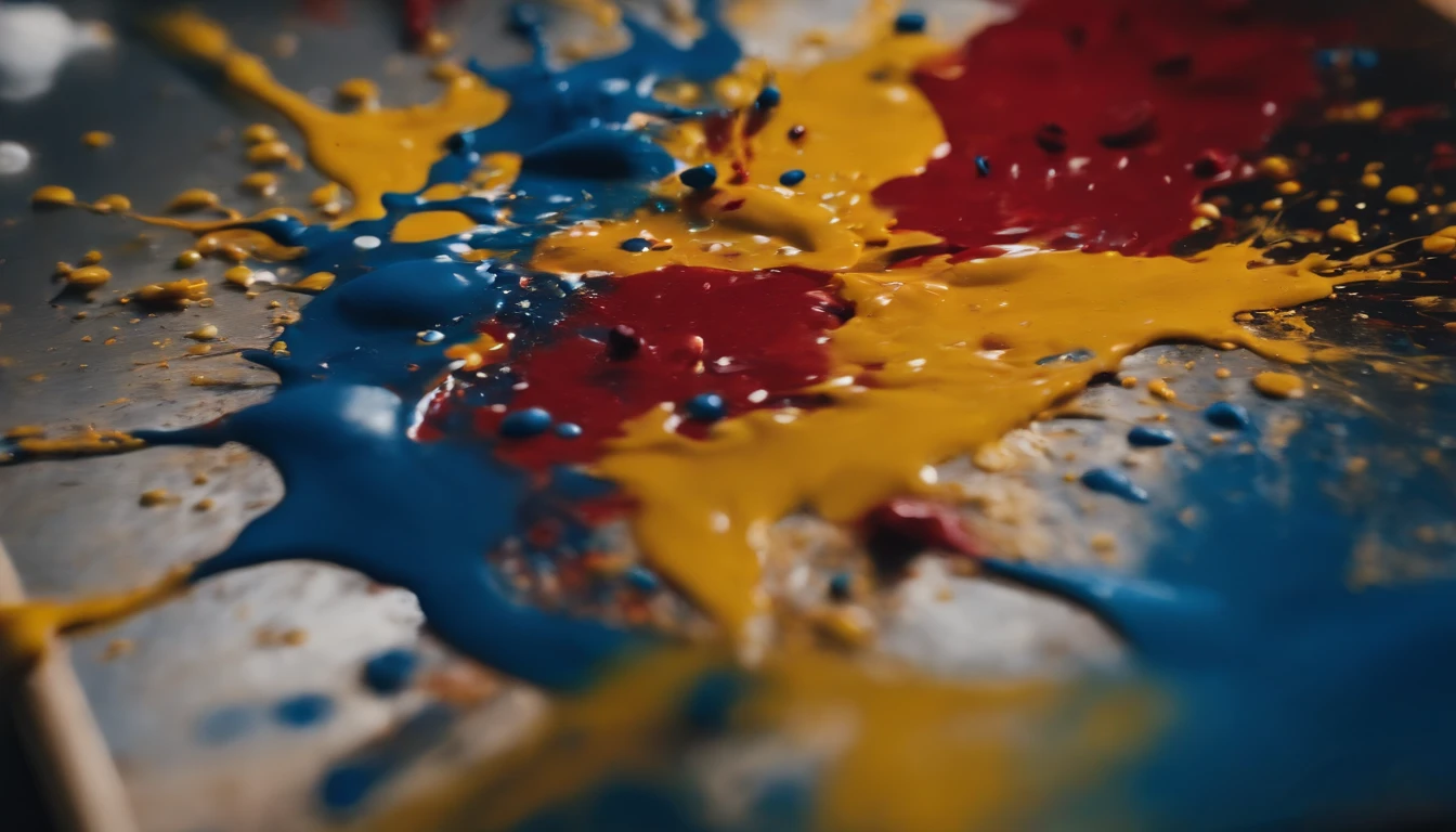a dynamic action shot of paint splatters on a canvas, showcasing the bold and expressive nature of abstract art as a background