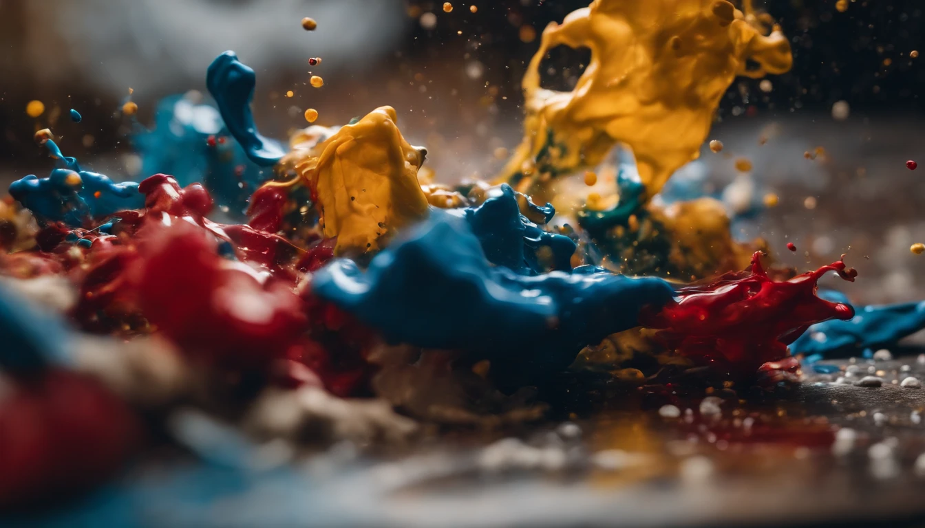 a dynamic action shot of paint splatters on a canvas, showcasing the bold and expressive nature of abstract art as a background