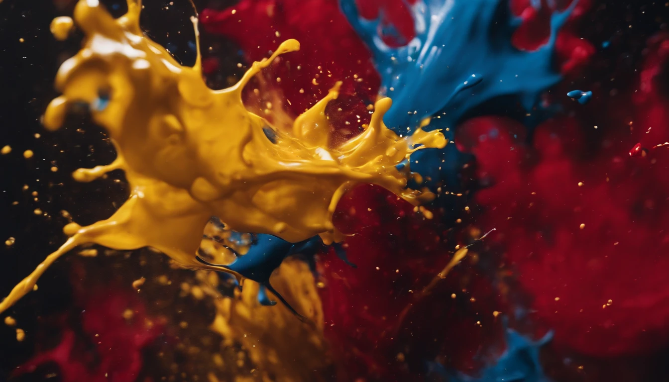 a dynamic action shot of paint splatters on a canvas, showcasing the bold and expressive nature of abstract art as a background