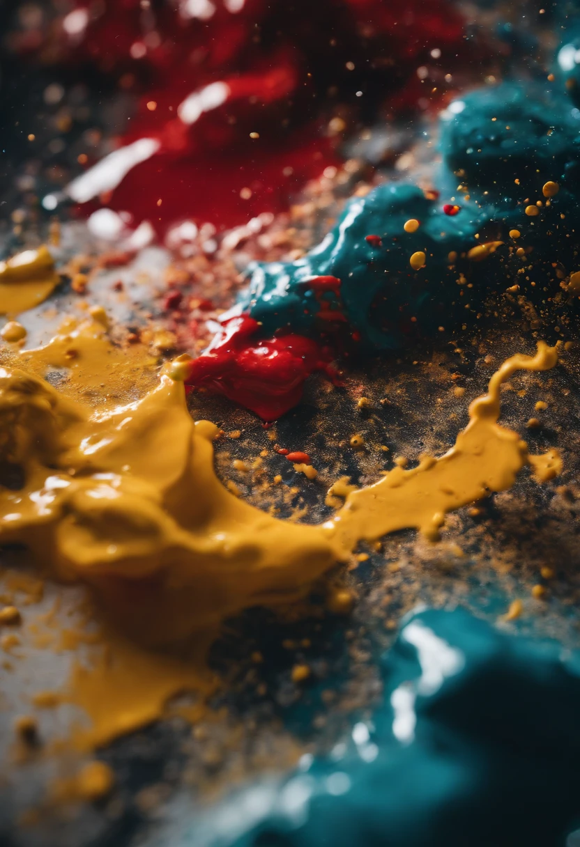 a dynamic action shot of paint splatters on a canvas, showcasing the bold and expressive nature of abstract art as a background