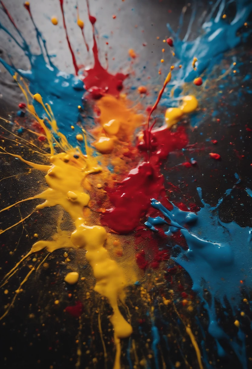 a dynamic action shot of paint splatters on a canvas, showcasing the bold and expressive nature of abstract art as a background